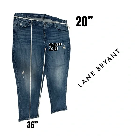 Lane Bryant Women's Distressed Blue‎ Cropped Jeans - Picture 3 of 7